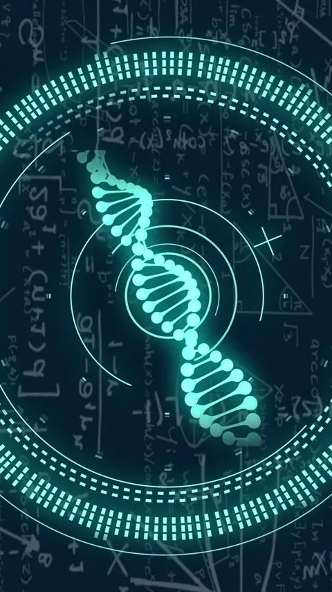 Animation of data processing and dna strand over mathematical equations Stock Footage 343888305