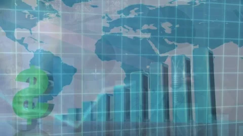 Animation of data processing and dollar sign over world map on white background Stock Footage 329925651