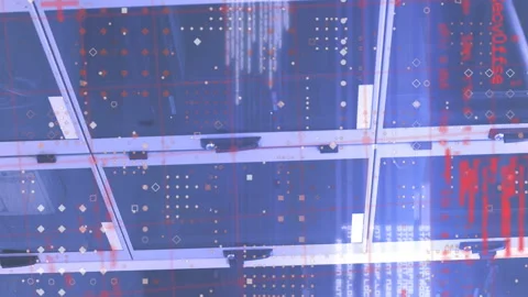 Animation of data processing and dots pattern against computer server room Stock Footage 312509517