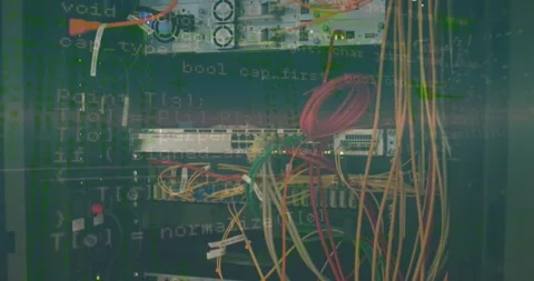 Animation of data processing and email icons over business people wearing Video stock 325965322