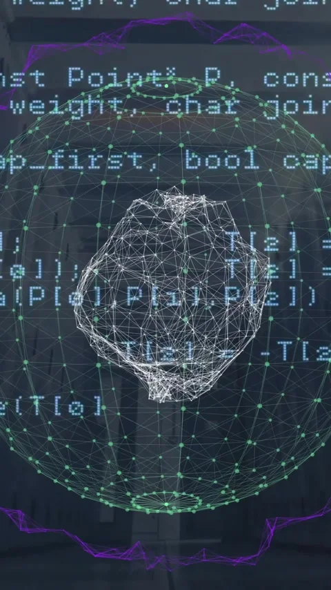 Animation of data processing and global network rotating over computer servers Stock Footage 320444423