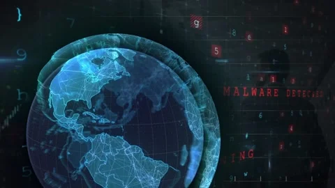 Animation of data processing and globe o... | Stock Video | Pond5