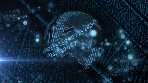 Animation of data processing and globe o... | Stock Video | Pond5