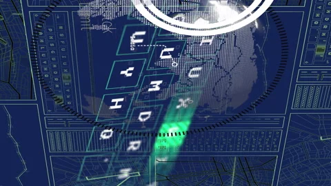 Animation of data processing and globe o... | Stock Video | Pond5