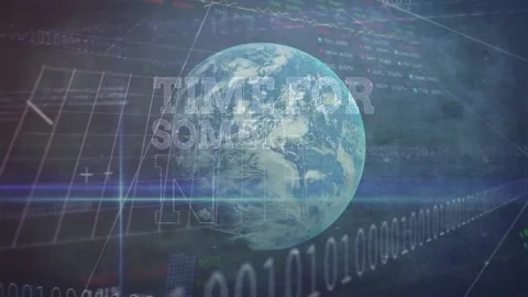 Animation of data processing and globe over time for something new text Stock Footage 209927061