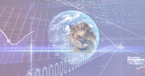Animation of data processing and globe o... | Stock Video | Pond5