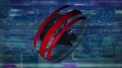Animation of data processing and globe over exercising Stock Footage 326038802