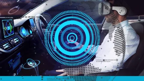 Animation of data processing and globe over caucasian man in vr headset and Stock Footage 326188046