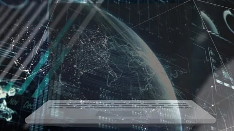 Animation of data processing and globe over document Stock Footage 326750447
