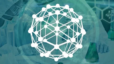 Animation of data processing and globe with network of connections over Video stock 328256352