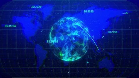 Animation of data processing and globe over world map on black background Stock Footage 330256140