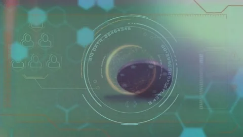 Animation of data processing and globe over chip Stock Footage 330478728