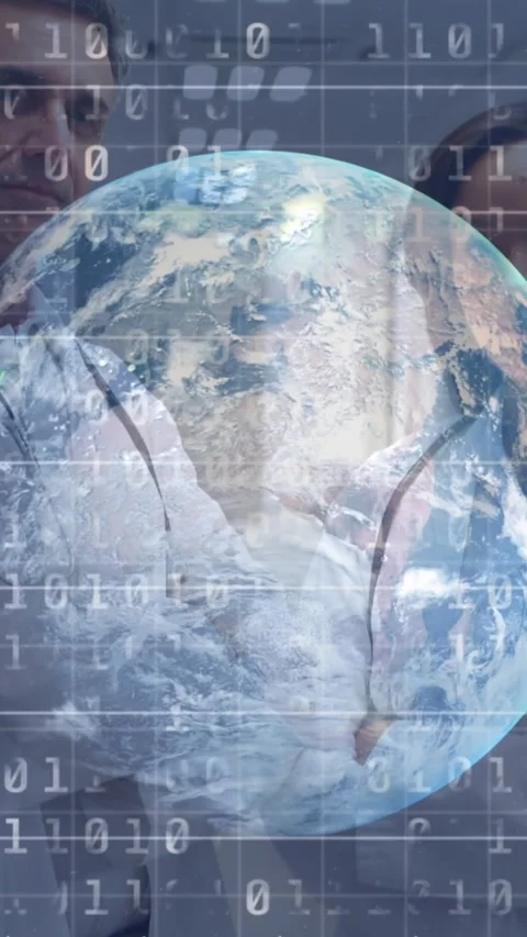 Animation of data processing and globe over diverse doctors Stock Footage 344706129