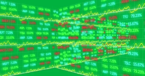 Animation of data processing and graph with green background Stock Footage 324946852
