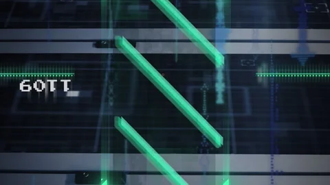 Animation of data processing and green scanner scanning against computer server Stock Footage 312761585