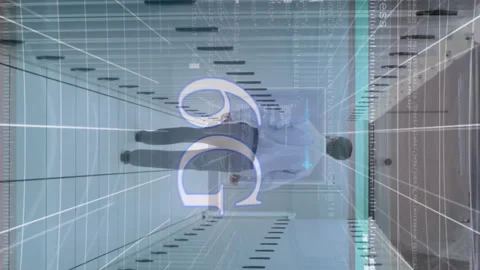 Animation of data processing and hacker over caucasian businessman in server Stock Footage 312324439