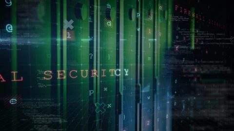 Animation of data processing and hacking texts over server room Stock Footage 326304607