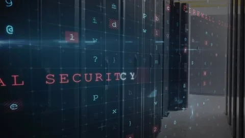 Animation of data processing and hacking texts over server room Stock Footage 327008507