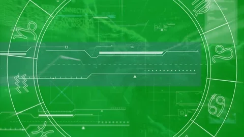 Animation of data processing and horoscope over clouds Stock Footage 329288388