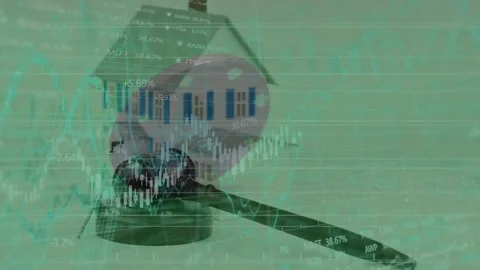 Animation of data processing and house over chip Stock Footage 329978540