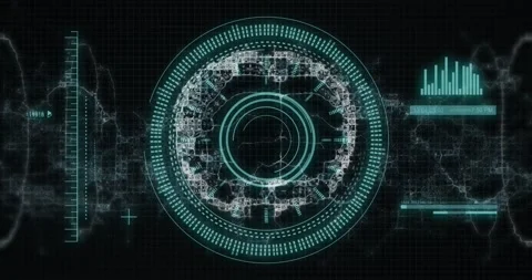 Animation of data processing and human brain over scopes scanning Stock Footage 330164145