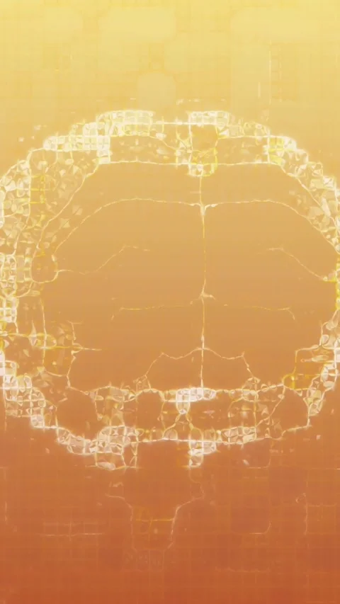Animation of data processing and human brain spinning over orange background Stock Footage 344284254