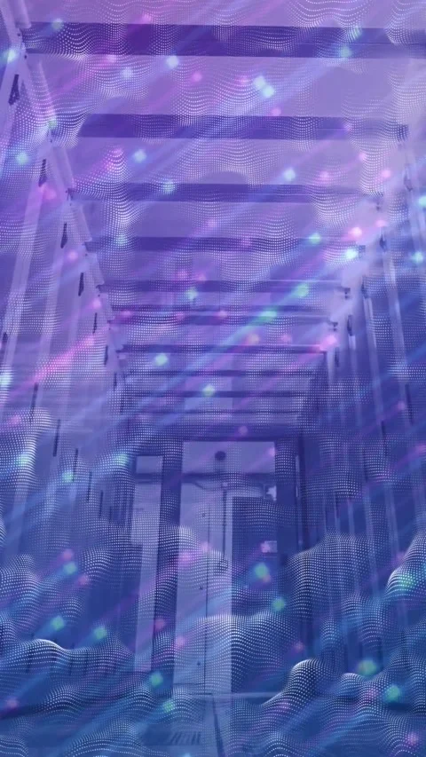 Animation of data processing and light trails against computer server room Stock Footage 344594474