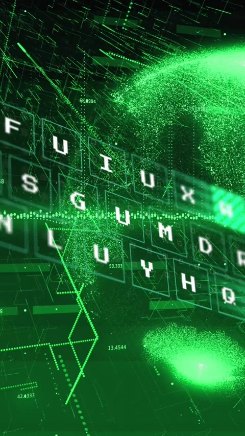 Animation of data processing and light trails over spinning globe against green Stock Footage 344636309
