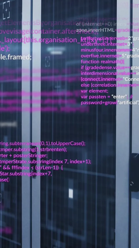 Animation of data processing and light spots against computer server room Stock Footage 344679599