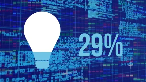 Animation of data processing and lightbulb over blue background Stock Footage 328931270