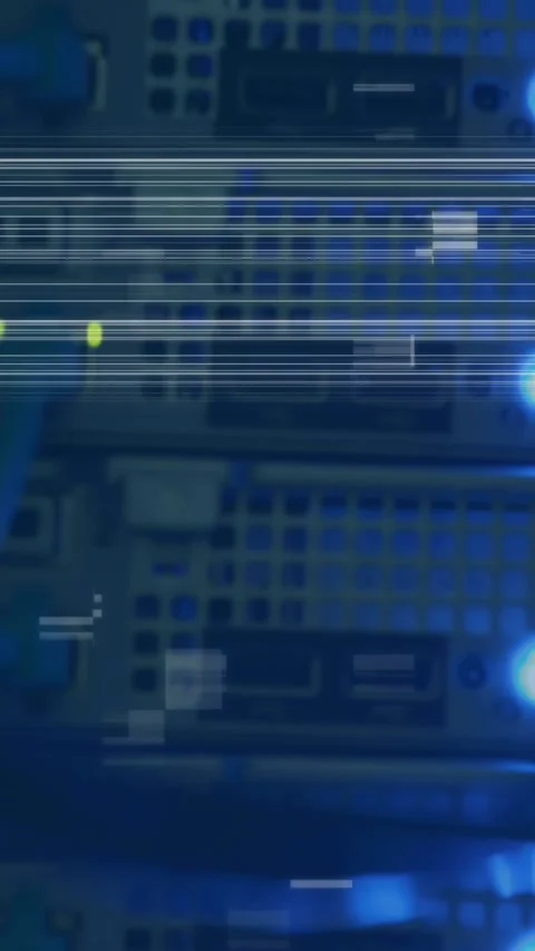 Animation of data processing and lines flickering over computer server Stock Footage 344369433