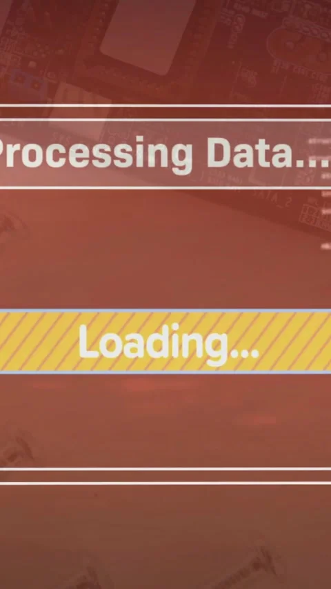 Animation of data processing and loading bar over computing board Stock Footage 320512886