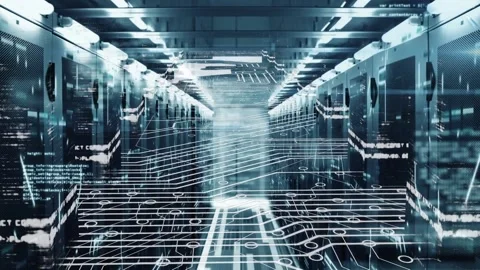 Animation of data processing and microprocessor connections over empty computer Stockbeeldmateriaal 204769181