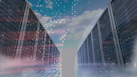 Animation of data processing and microprocessor connections over computer Video stock 204820643