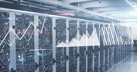 Animation of data processing and microprocessor connections against computer 库存影片 238785027