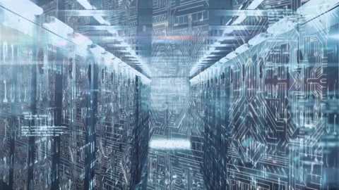 Animation of data processing and microprocessor connections over empty computer Vídeo Stock 327005048