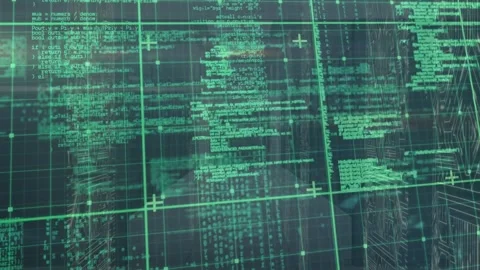 Animation of data processing and microprocessor connections against computer Video stock 327007544