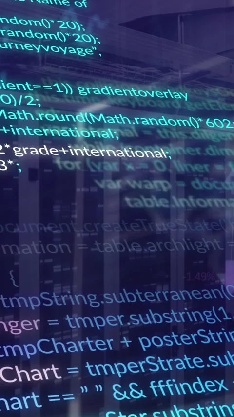 Animation of data processing and mosaic squares against computer server room Stock Footage 344722957
