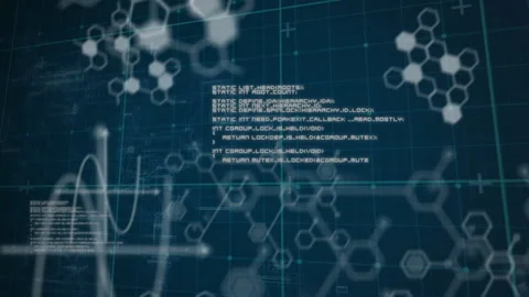 Animation of data processing and network of screens on blue background Video stock 130851386
