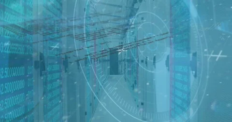 Animation of data processing and network of connections over exercising Stock Footage 328014563