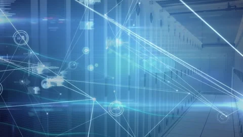 Animation of data processing and network of connections over binary coding Stock Footage 329564212