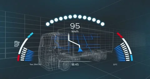 Animation of data processing and network of connections over car model Stock Footage 329926053