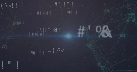 Animation of data processing and network of connections with icons over light on Stock Footage 330169220