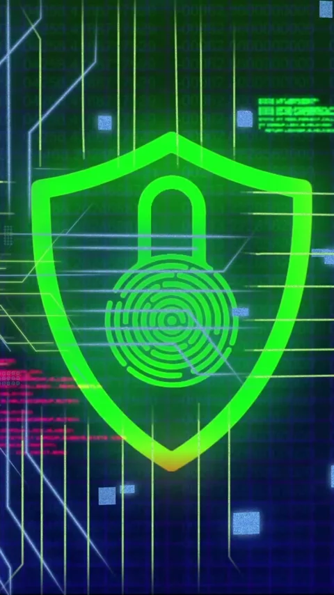 Animation of data processing and network of connections over padlock icon on Stock Footage 341956664