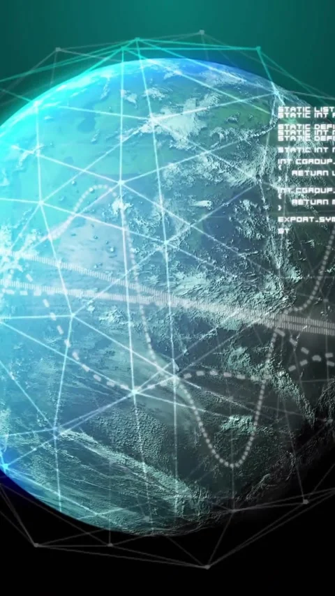 Animation of data processing and network of connections over globe on black Stock Footage 341976269