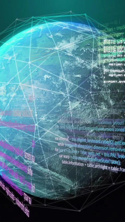 Animation of data processing and network of connections over spinning globe on Stock Footage 344723210