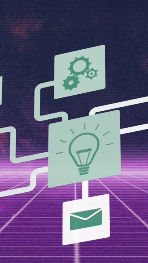 Animation of data processing and network with icons over grid Stock Footage 344765832