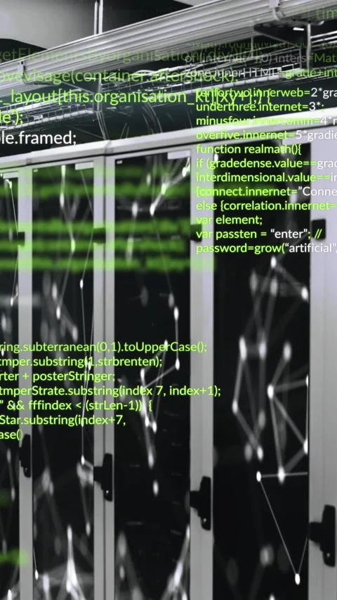 Animation of data processing and network of connections against computer server Stock Footage 344783531