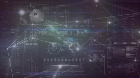 Animation of data processing and networks of connections over hacker Stock Footage 327524041