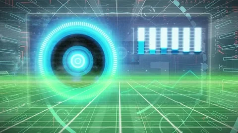 Animation of data processing and networks of connections over binary coding Stock Footage 328357330